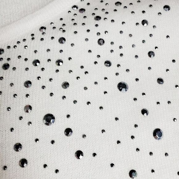 Worthington Embellished Scoop Neck Sweater White Size LP - Picture 6 of 11